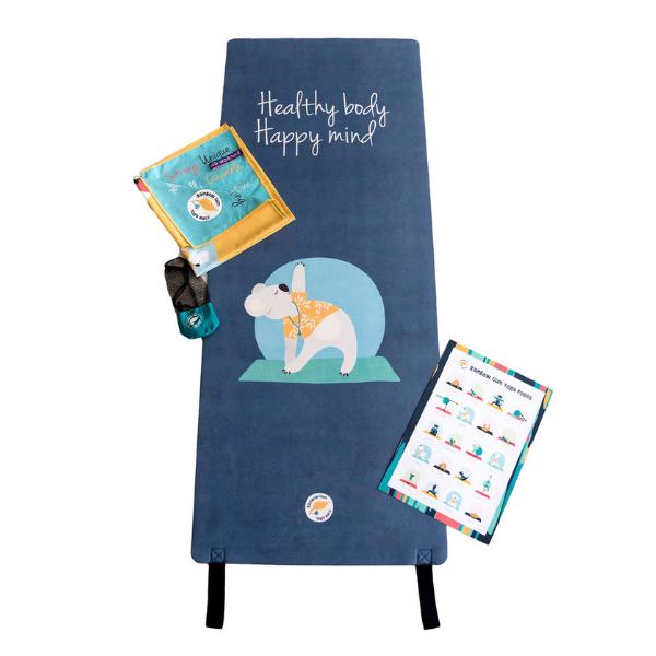 Koala yoga mat for kids in a pack with yoga towel and yoga poster